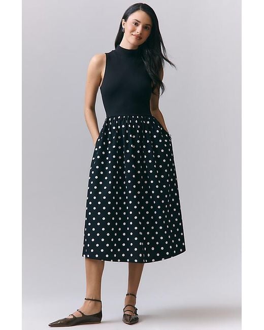 By Anthropologie Blue Sleeveless Twofer Midi Dress