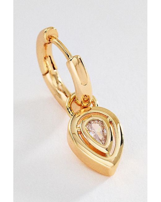 By Anthropologie Metallic Pear Crystal Huggie Hoop Earrings