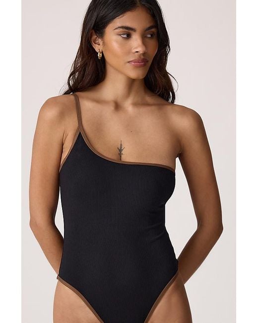Rhythm Black Lily Contrast One-Shoulder One-Piece Swimsuit