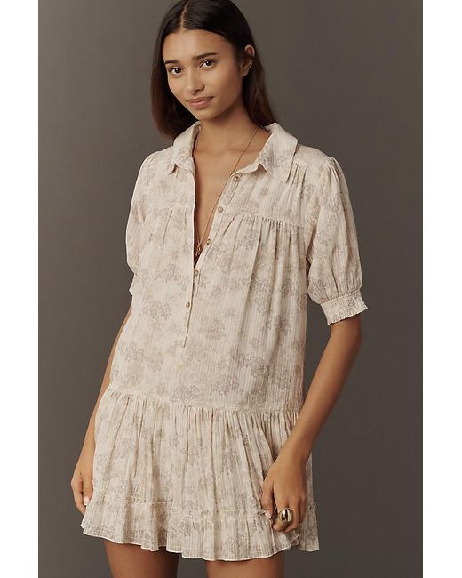 Pilcro Brown Drapey Printed Shirt Playsuit