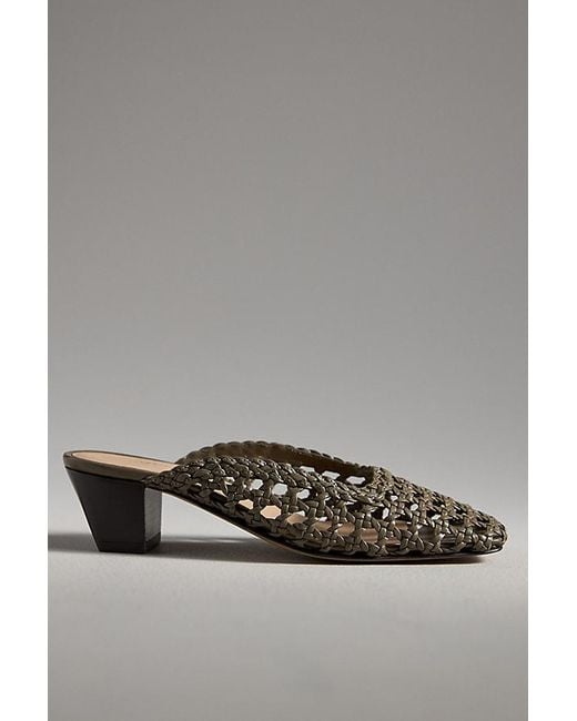 By Anthropologie Gray Woven Mule Heels