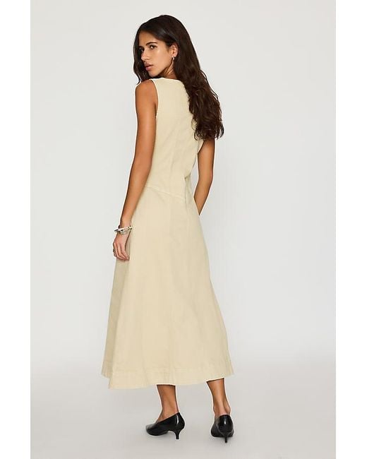 Pilcro Natural Denim Zip-Front Midi Dress