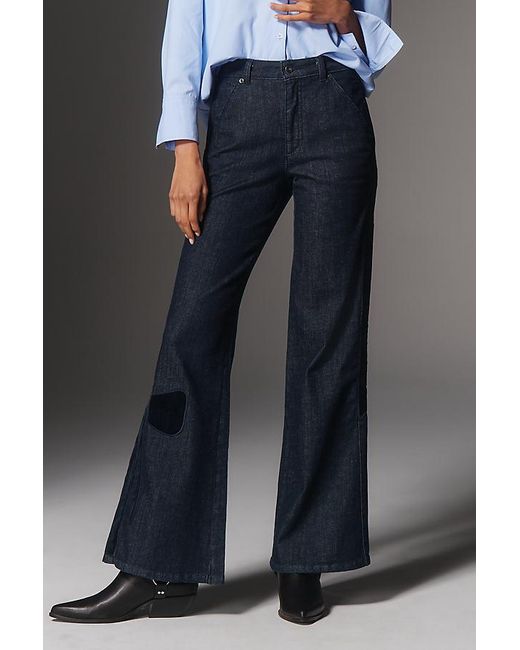 Maeve Black Bow Peep High-Rise Flare Jeans