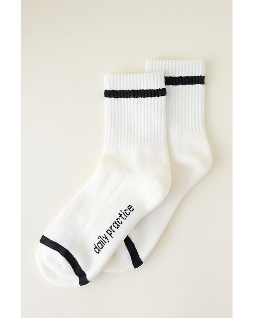 Daily Practice White Stripe Crew Socks