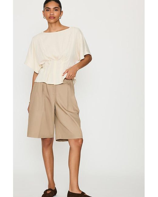 SELECTED Natural Matilda Pleated Top