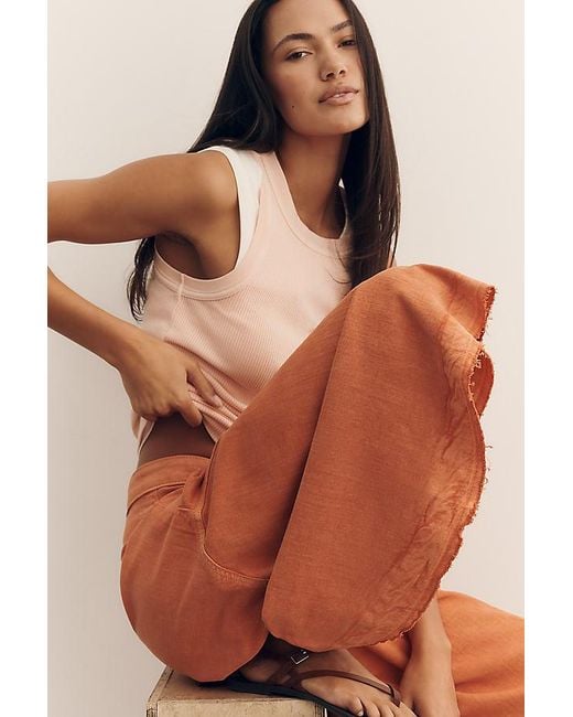 Pilcro Orange Regenerative Cotton Circle Crop High-Rise Culotte Jeans