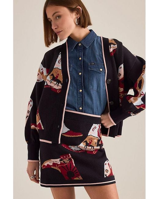 Never Fully Dressed Blue Jake Cowboy Boot Knit Mini Skirt