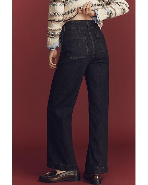Maeve Red The Colette Full-Length High-Rise Wide-Leg Jeans By