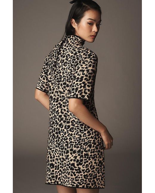 Maeve Gray Mock Neck Mini Shift Dress
