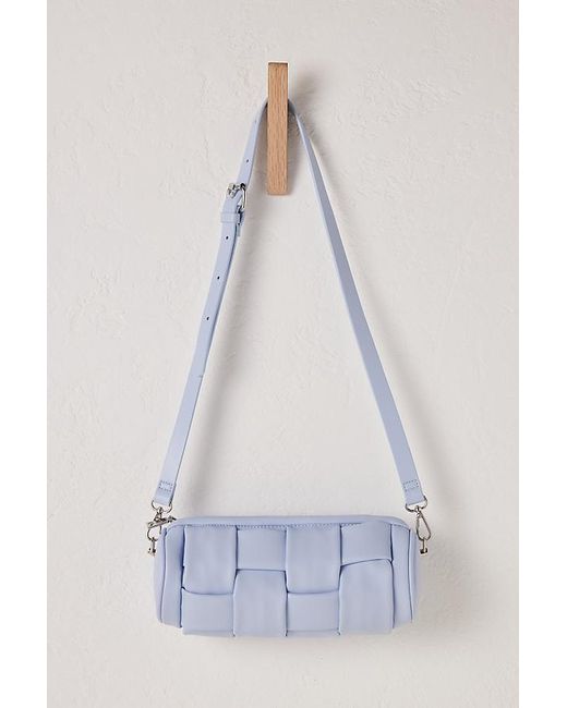Anthropologie White Woven Faux-leather Barrel Bag