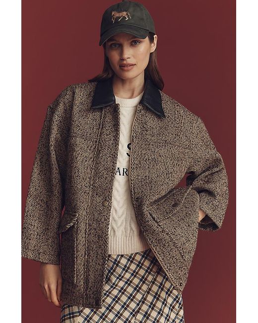 Pilcro Brown Wool-Blend Barn Jacket