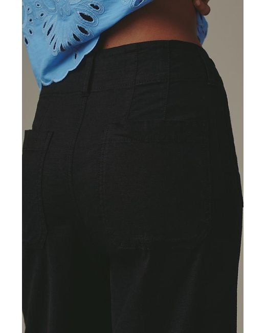 Maeve Blue The Colette Beachy Linen Full-Length Wide-Leg Trousers By