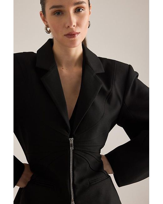 Gestuz Black Zitta Zip-Front Blazer