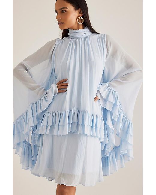 anthropologie blue wedding guest dress By Anthropologie Maeve Sleeveless Mini Shirt Dress – White Chocolate Couture main image 1