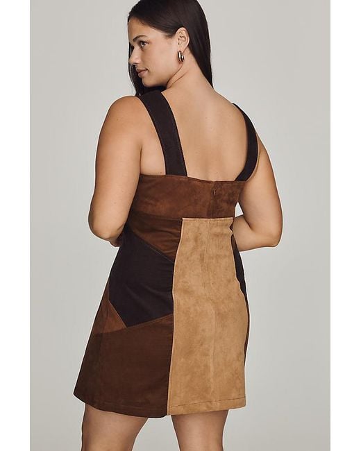 By Anthropologie Brown Faux-Suede Mini Shift Dress