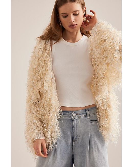By Anthropologie Knit Fringe Cardigan in Natural | Lyst UK