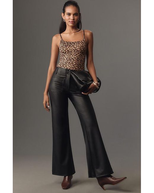 Maeve Gray The Junie High-Rise Wide-Leg Flare Trousers By : Faux Leather Edition