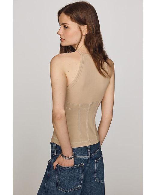 Pilcro Blue High-Neck Tank Top