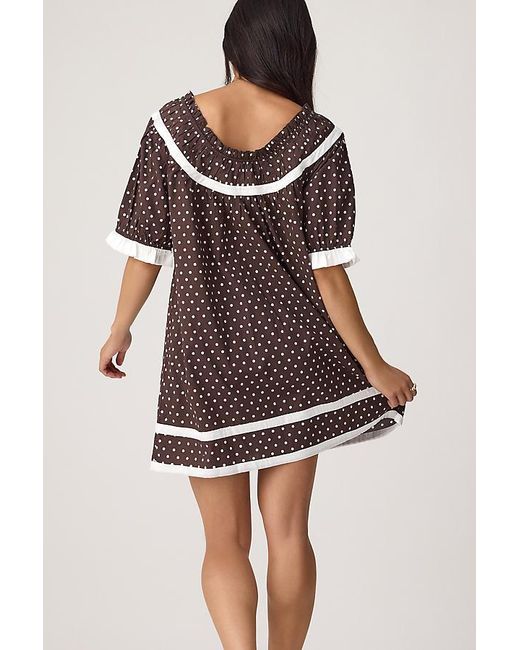 It's 9pm Brown Paloma Polka Dot Babydoll Mini Dress