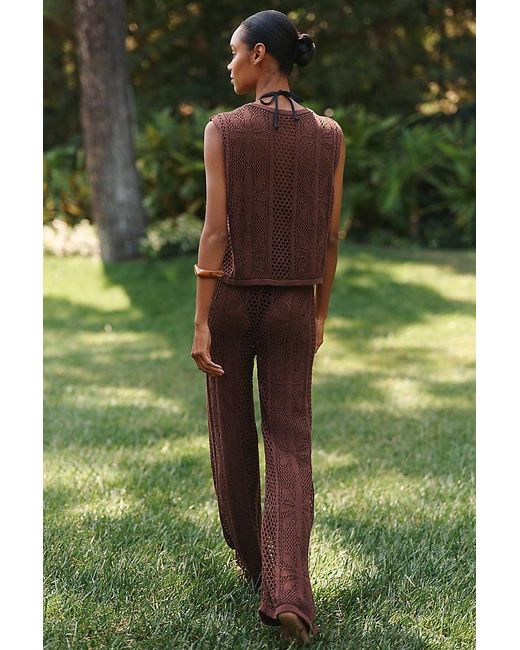 Celandine Green Bloom Crochet High-Rise Trousers