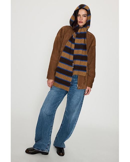 By Anthropologie Brown Striped Hooded Scarf