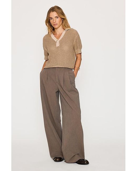 Varley Brown Perrine Knit Polo Top