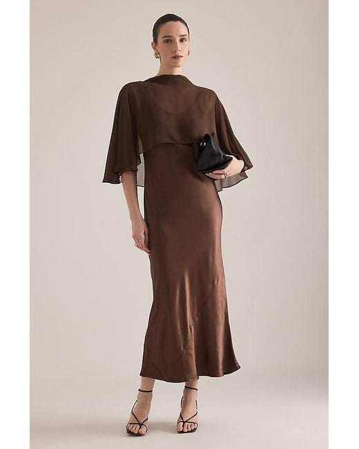 anthropologie brown satin dress By Anthropologie Butterfly Satin Mini Dress