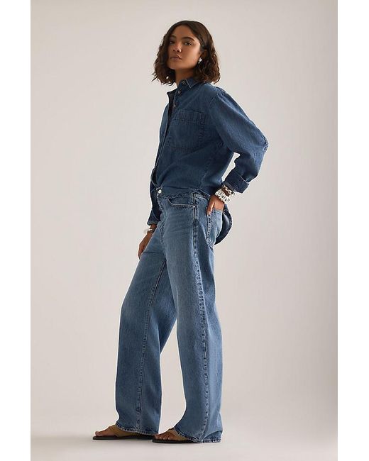 FRAME Blue The Bow High-Rise Barrel Jeans