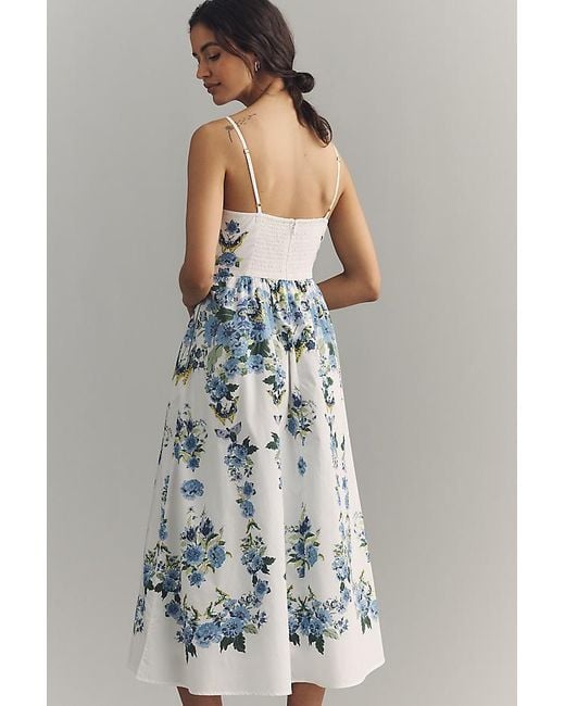 By Anthropologie White Cotton Scalloped Midi Dress