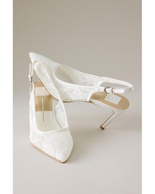 Dolce Vita White Yami Lace Slingback Heels