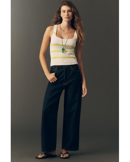 Maeve White Square-Neck Knit Tank Top