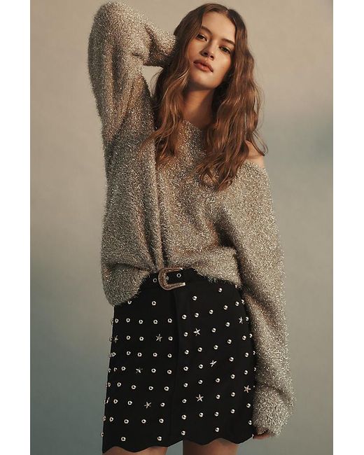 By Anthropologie Studded Suede Mini Skirt in Brown Lyst UK