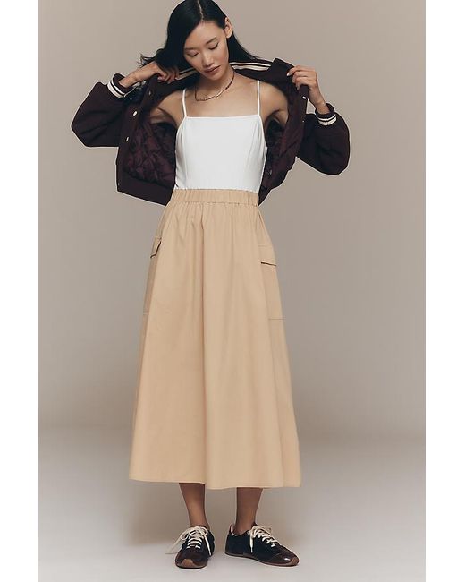 By Anthropologie Natural Cargo A-Line Midi Dress
