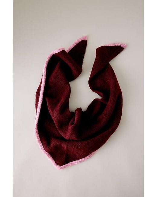 By Anthropologie Brown Small Tipped Knit Triangle Scarf