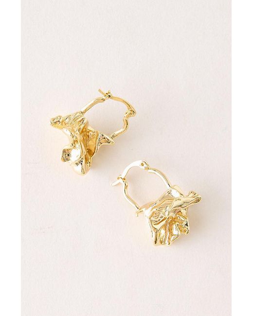 By Anthropologie Natural Hammered Hoop Earrings