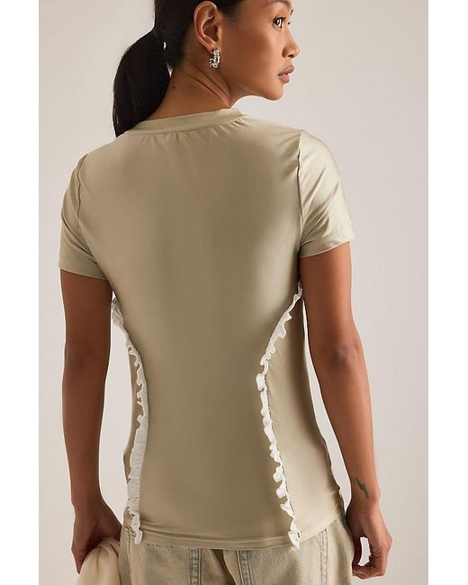 OperaSPORT Brown Colette Ruffle Top