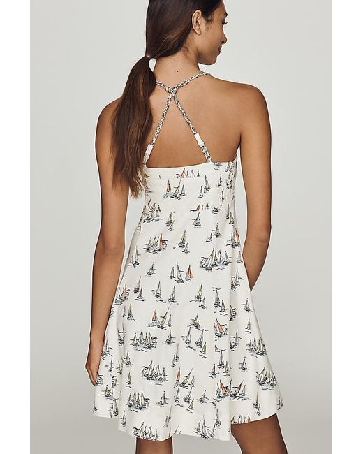 Maeve White Linen-Blend Mini Dress