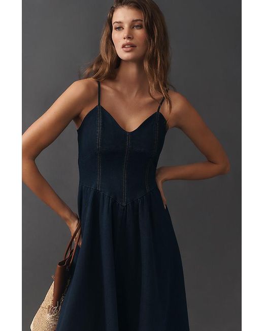 Moon River Black Sweetheart Midi Dress