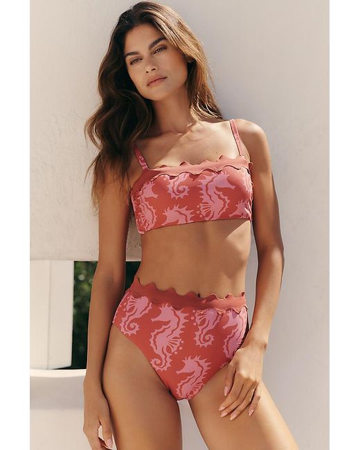 Celandine Red Misty High-Waist Bikini Bottoms