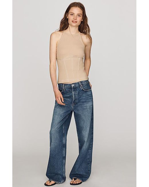 Pilcro Blue High-Neck Tank Top