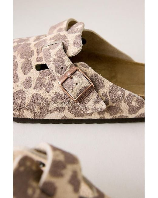 Birkenstock Natural Boston Leopard Clogs