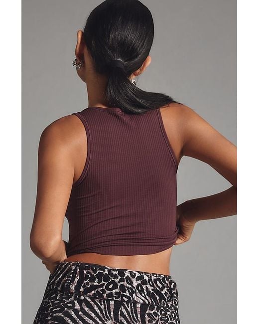 By Anthropologie Brown The Reegan Seamless Ribbed Cropped Tank Top