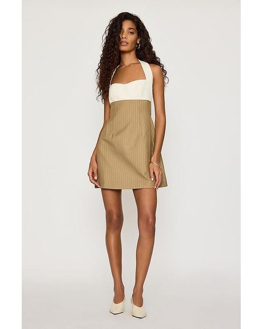 Odd Muse Natural Pinstripe Mini Dress
