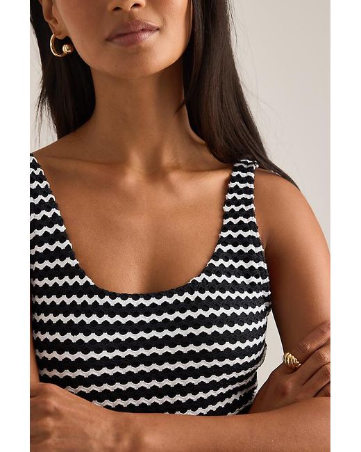 Chelsea Peers Black Textured One-Piece Swimsuit