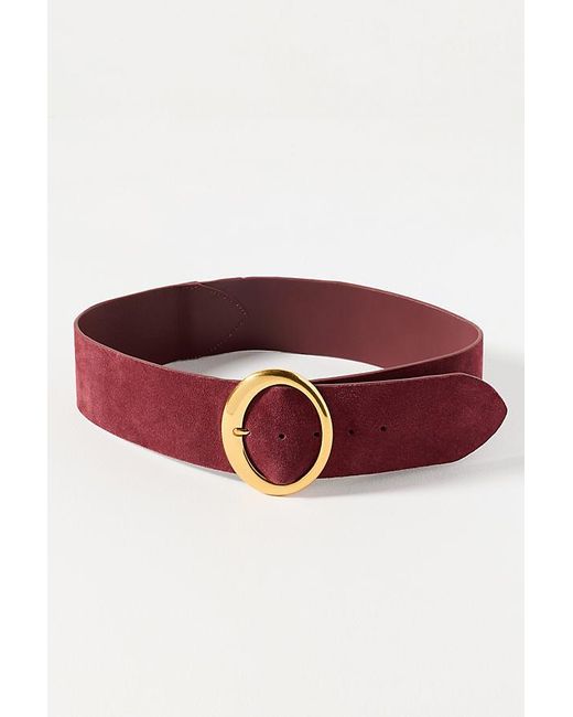 By Anthropologie Red Wide Oval Buckle Belt