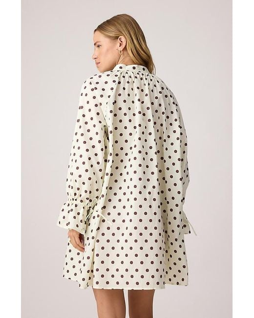 It's 9pm Natural Margot Cotton Polka Dot Mini Dress