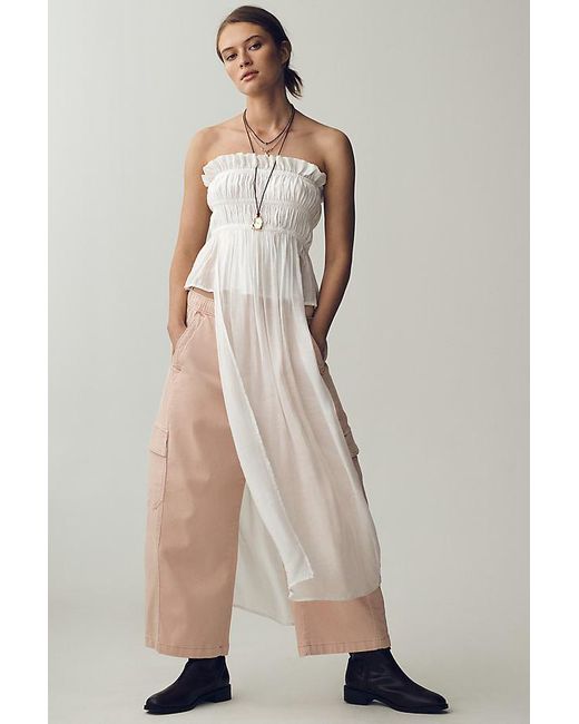 Pilcro Natural The Izzie Relaxed Pull-On Cargo Barrel Trousers By