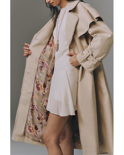 By Anthropologie Gray Capelet Trench Coat