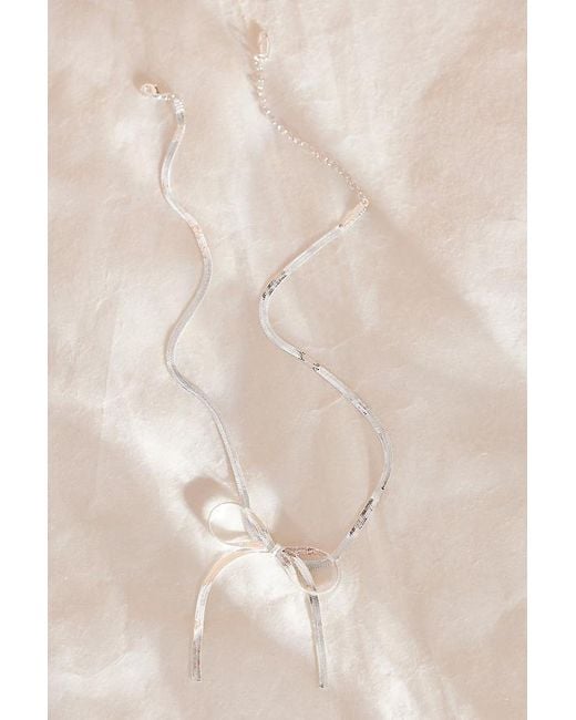 Anthropologie Natural Snake Chain Bow Necklace