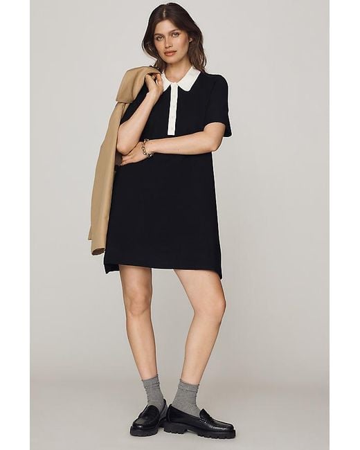 By Anthropologie Black Pollie Mini Swing Jumper Dress